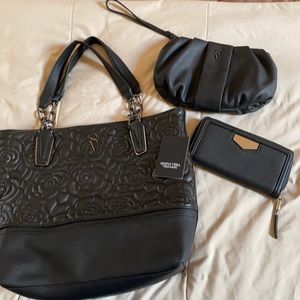1 Simply Vera VeraWang Satchel Bag Black, & Wallet, & Makeup Cosmetic Bag